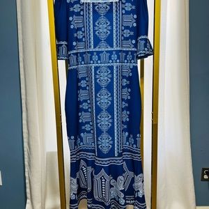 Shein, 3x, royal blue, white detail.